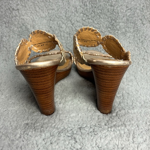 Jack Rogers Luccia Wedge Sandal Size 7 Stardust Leather Excellent Condition - Picture 5 of 6